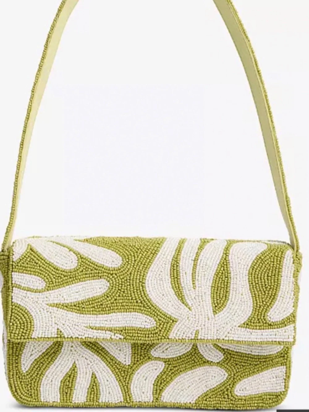 On 34th Lovely Green/White Beaded Bag NWT